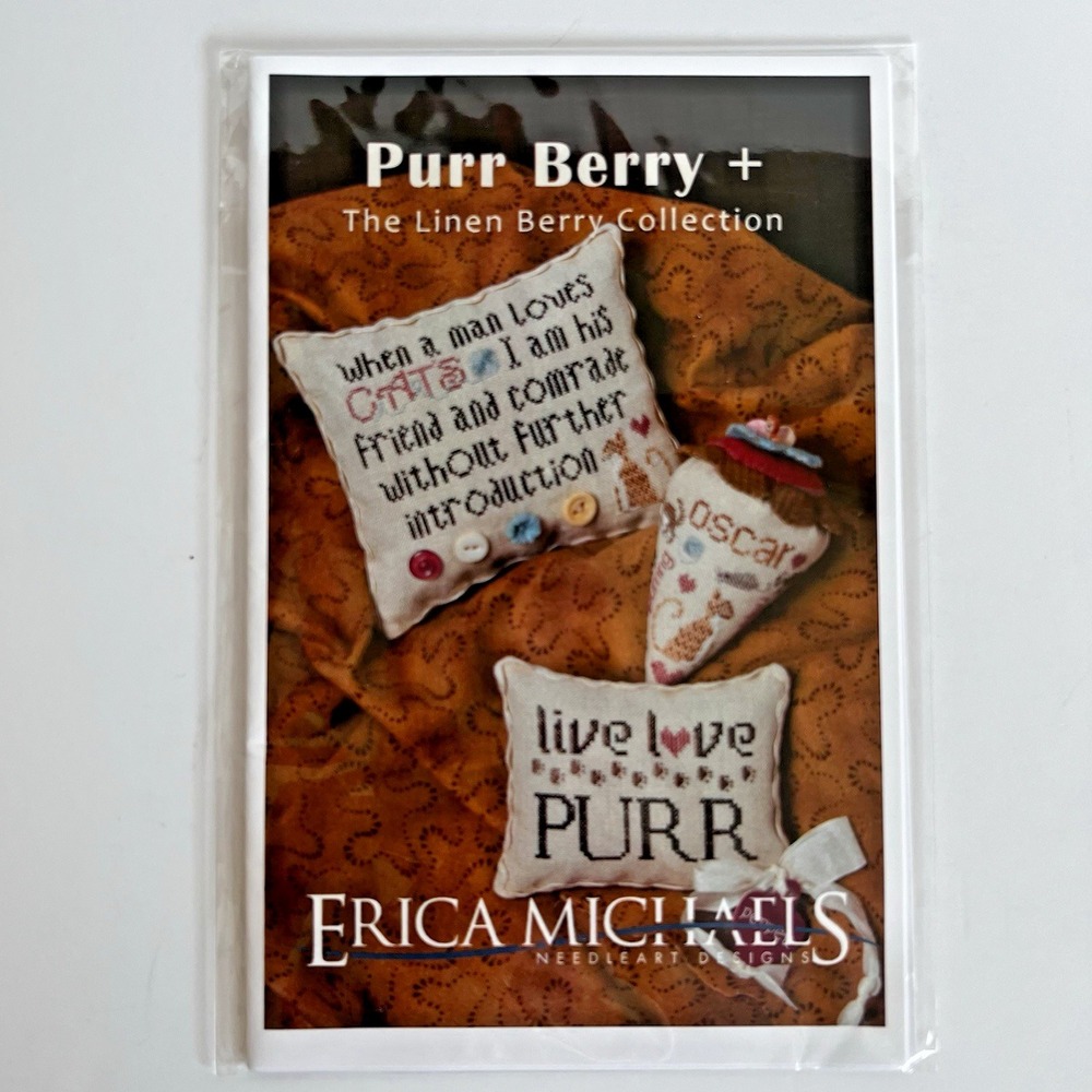 Erica Michaels PURR BERRY + Cross Stitch Charts Kitten Cat Lover
